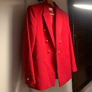Gorgeous Double-Breasted Red Blazer by Mango